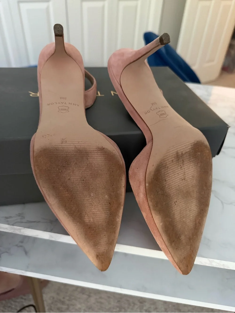 Ann Taylor Kerry Suede Slingback Pump size 8 Color is Paloma - light pink